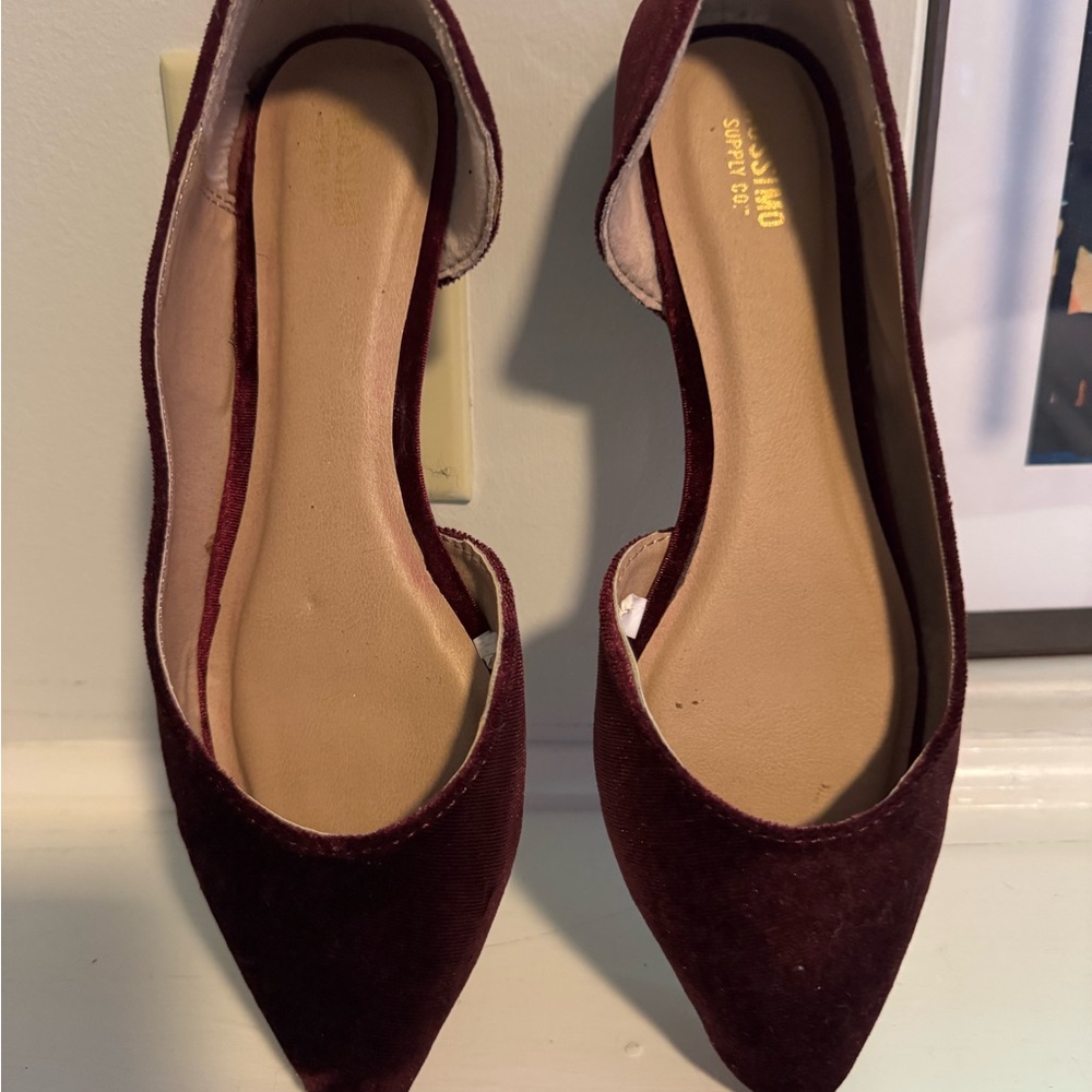 SARTO By Franco Sarto Red Flats with Pointed Toe Design